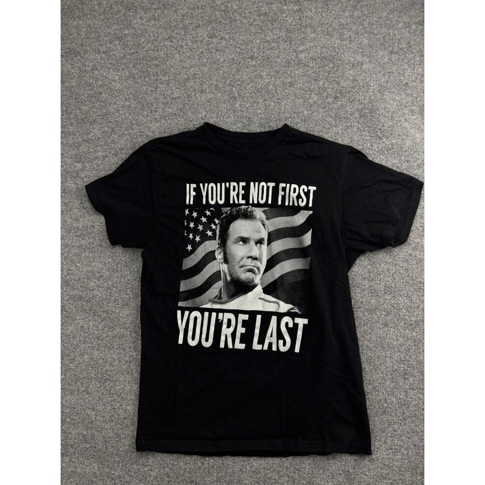 Talladega Nights Ricky Bobby Shirt Mens Large Black If You're Not First Last